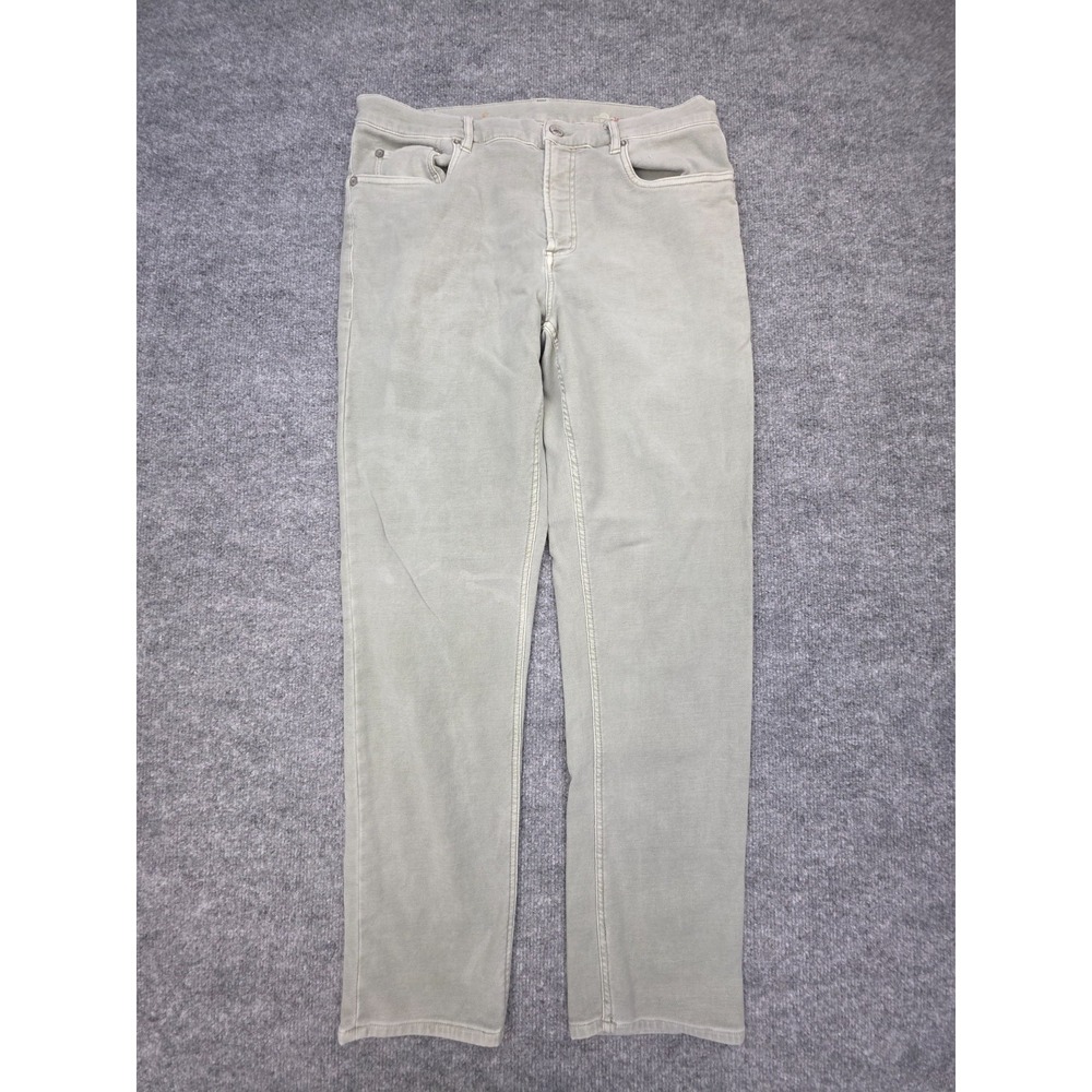 Faherty Terry 5-Pocket Pants Mens 34 x 30 (FITS 31x29) Gray Stretch Chino Casual